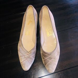 Salvatore Ferragamo Tan Suede Loafers, Size 8-1/2 Narrow